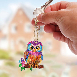 Porte-Clés Diamond Painting 5D Hiboux 6 Pièces