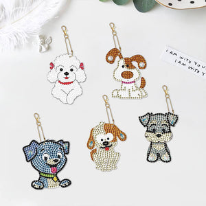 Porte-Clés Diamond Painting 5D Chiens 5 Pièces