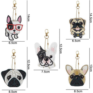 Porte-Clés Diamond Painting 5D avec Chiens 5 Pièces