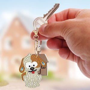 Porte-Clés Diamond Painting 5D Chiens 5 Pièces