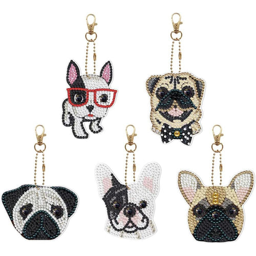 Porte-Clés Diamond Painting 5D avec Chiens 5 Pièces