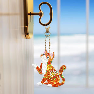 Porte-Clés Diamond Painting 5D Chats Ensemble de 5 Pièces