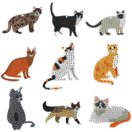 Porte-Clés Diamond Painting 5D Chats 9 Pièces