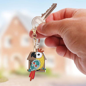 Porte-Clés Diamond Painting 5D Perroquets 5 Pièces