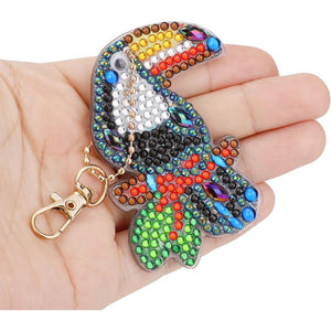 Porte-Clés Diamond Painting 5D avec Perroquets 5 Pièces