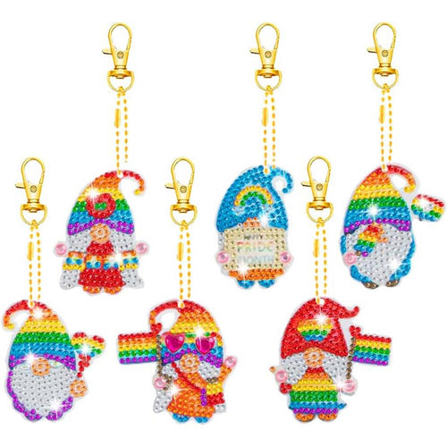 Porte-Clés Diamond Painting 5D Gnome Arc-en-Ciel