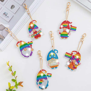 Porte-Clés Diamond Painting 5D Gnome Arc-en-Ciel