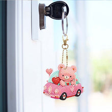 Charger l&#39;image dans la galerie, Porte-Clés Diamond Painting 5D Voiture Rose 6 Pièces