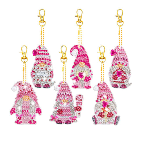 Porte-Clés Diamond Painting 5D Gnome Rose