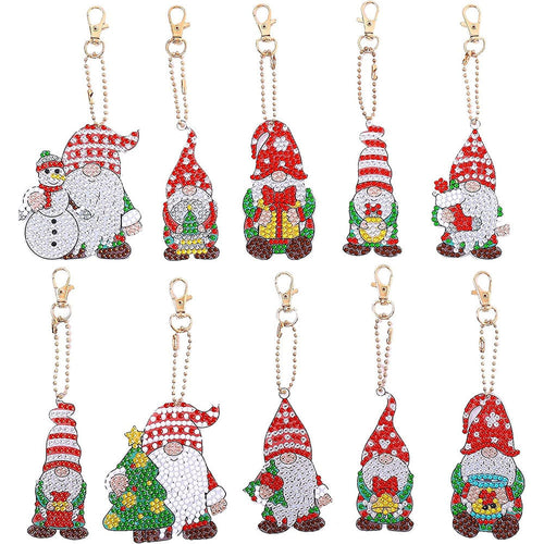 Porte-Clés Diamond Painting 5D Elfes Rouges 10 Pièces