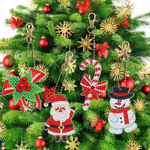 Porte-Clés Diamond Painting 5D Ensemble 1 Noël 8 Pièces