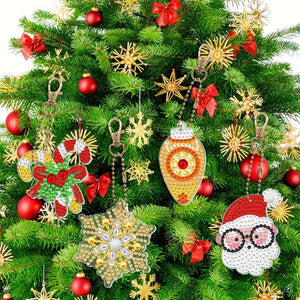 Porte-Clés Diamond Painting 5D Ensemble 2 Noël 8 Pièces
