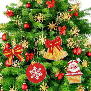 Porte-Clés Diamond Painting 5D Ensemble 2 Noël 8 Pièces