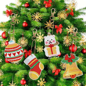 Porte-Clés Diamond Painting 5D Ensemble 3 Noël 8 Pièces