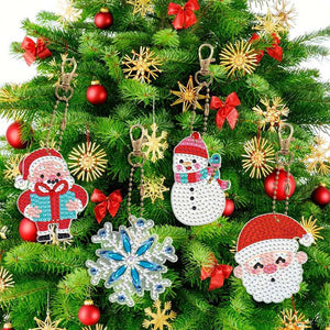 Porte-Clés Diamond Painting 5D Ensemble 3 Noël 8 Pièces
