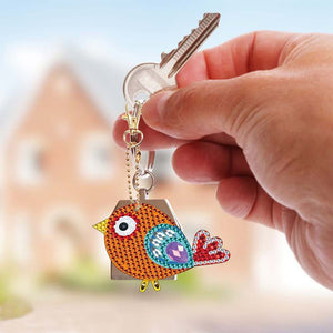 Porte-Clés Diamond Painting 5D Oiseaux 5 Pièces