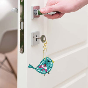 Porte-Clés Diamond Painting 5D Oiseaux 5 Pièces