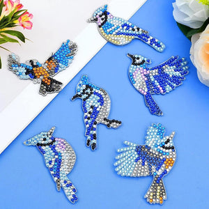 Porte-Clés Diamond Painting 5D Oiseaux 6 Pièces