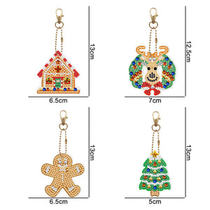 Porte-Clés Diamond Painting 5D Noël 4 Pièces