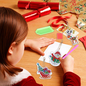 Porte-Clés Diamond Painting 5D avec Noël 5 Pièces