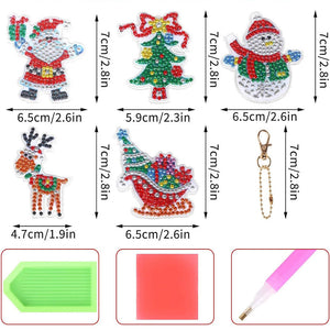 Porte-Clés Diamond Painting 5D avec Noël 5 Pièces