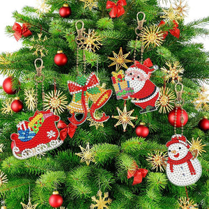 Porte-Clés Diamond Painting 5D Noël 8 Pièces