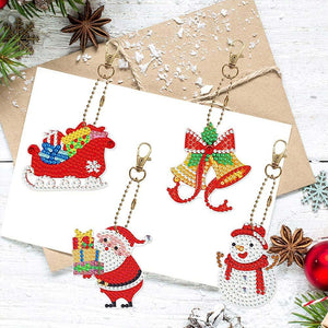 Porte-Clés Diamond Painting 5D Noël 8 Pièces