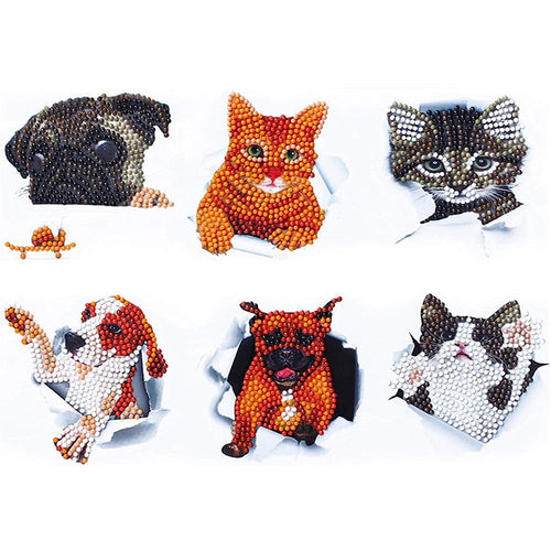 Ensemble d'Autocollants Diamond Painting Chats et Chiens Ensemble 1