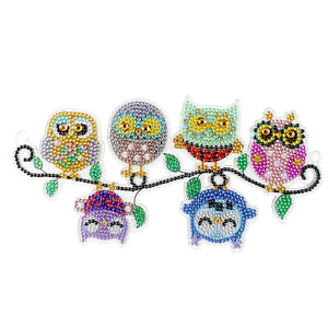 Suspension de Porte Diamond Painting 5D avec 6 Hiboux