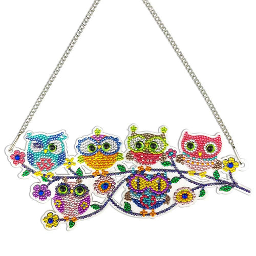 Suspension de Porte Diamond Painting 5D 6 Hiboux