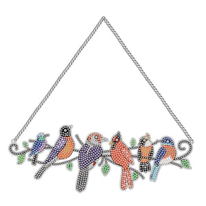 Suspension de Porte Diamond Painting 5D 6 Oiseaux