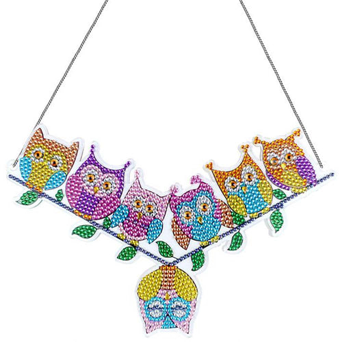 Suspension de Porte Diamond Painting 5D 7 Hiboux