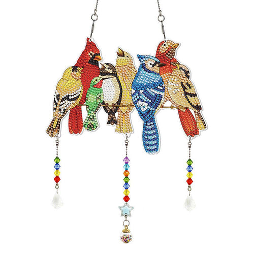 Suspension de Porte Diamond Painting 5D avec 7 Oiseaux