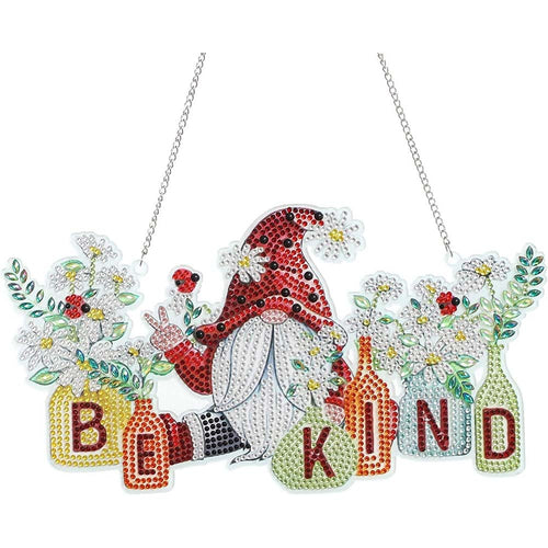 Suspension de Porte Diamond Painting 5D Gnome Soyez Gentil