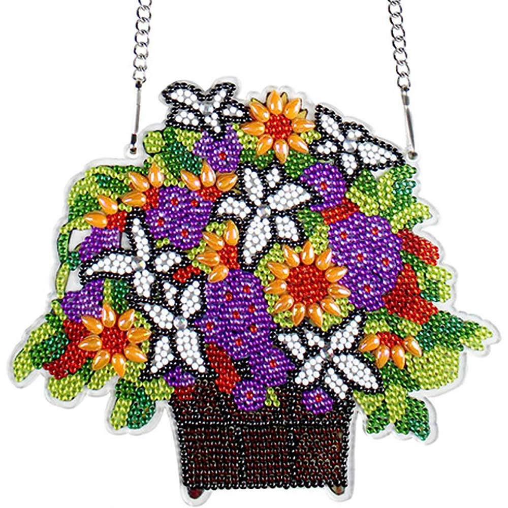 Suspension de Porte Diamond Painting 5D avec Pot de Fleurs