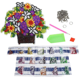 Suspension de Porte Diamond Painting 5D avec Pot de Fleurs
