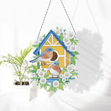 Charger l&#39;image dans la galerie, Suspension de Porte Diamond Painting 5D avec Maison d&#39;Oiseaux Recto Verso