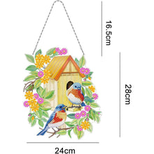 Charger l&#39;image dans la galerie, Suspension de Porte Diamond Painting 5D - Maison d&#39;Oiseaux Recto Verso