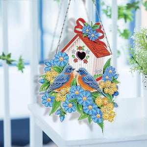Suspension de Porte Diamond Painting 5D Recto Verso avec Maison d'Oiseaux