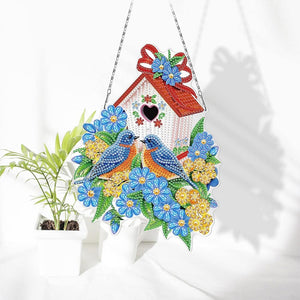 Suspension de Porte Diamond Painting 5D Recto Verso avec Maison d'Oiseaux