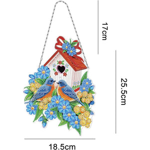 Suspension de Porte Diamond Painting 5D Recto Verso avec Maison d'Oiseaux