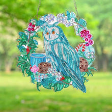 Charger l&#39;image dans la galerie, Suspension de Porte Diamond Painting 5D Hibou avec Fleurs