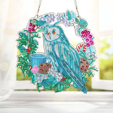 Charger l&#39;image dans la galerie, Suspension de Porte Diamond Painting 5D Hibou avec Fleurs