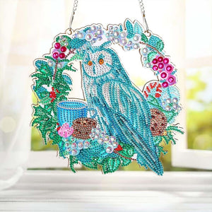 Suspension de Porte Diamond Painting 5D Hibou avec Fleurs