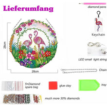 Charger l&#39;image dans la galerie, Suspension de Porte Diamond Painting 5D Flamants avec LED et Pendentif