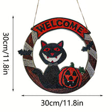 Charger l&#39;image dans la galerie, Suspension de Porte Diamond Painting 5D Chat d&#39;Halloween