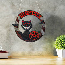 Charger l&#39;image dans la galerie, Suspension de Porte Diamond Painting 5D Chat d&#39;Halloween