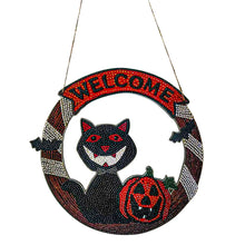Charger l&#39;image dans la galerie, Suspension de Porte Diamond Painting 5D Chat d&#39;Halloween