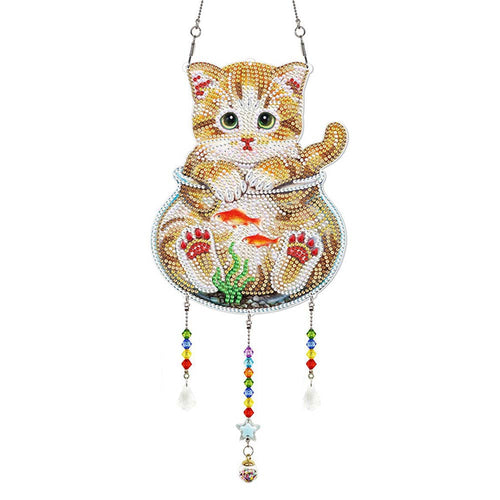 Suspension de Voiture Diamond Painting Chat dans un Aquarium