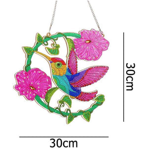 Suspension de Porte Diamond Painting 5D Colibri avec Fleurs